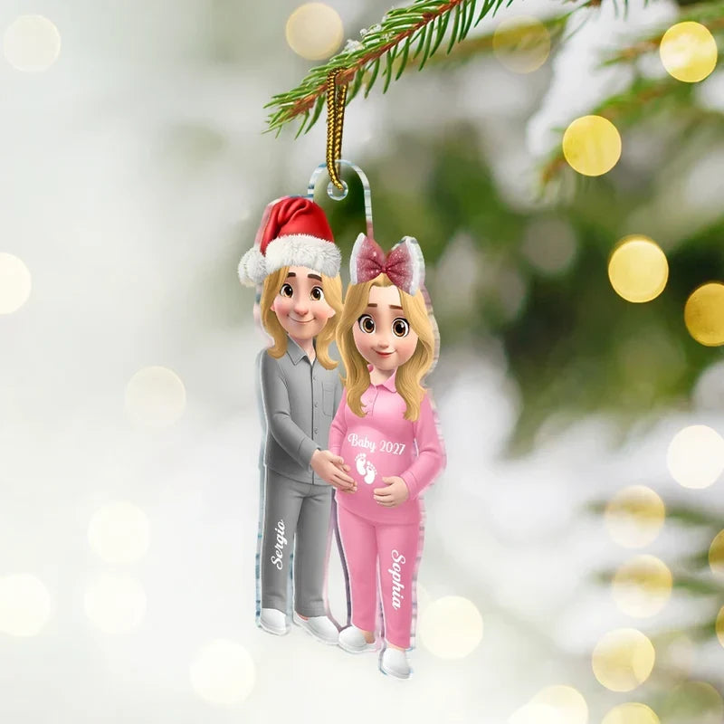 Personalized Expecting Parents Ornament - Custom Couple Christmas Acrylic Keepsake