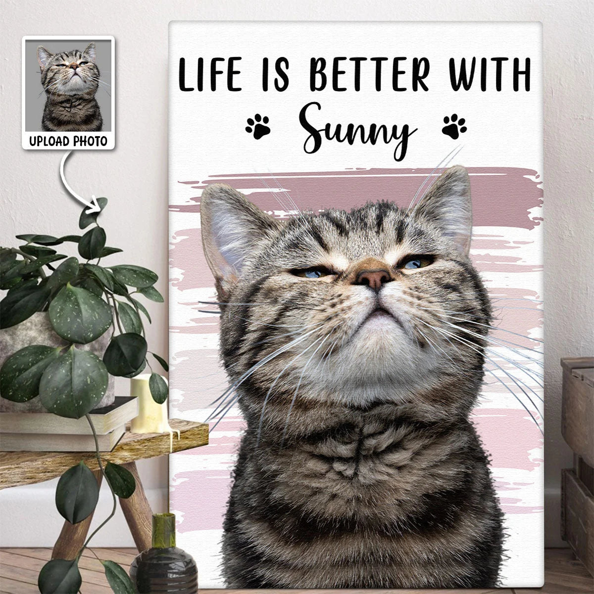Life Is Better With Custom Dog & Cat Canvas / Poster - Personalized Pet Photo Wall Art Gift