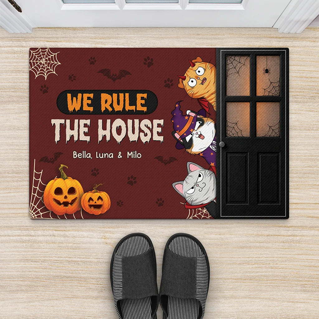 "We Haunt The House" Personalized Halloween Cat Doormat - Custom Halloween Gifts for Pet Lovers