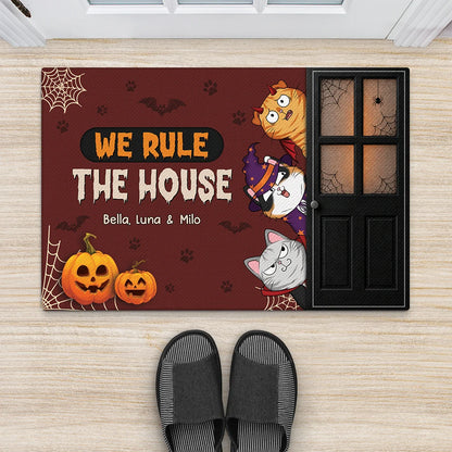 "We Haunt The House" Personalized Halloween Cat Doormat - Custom Halloween Gifts for Pet Lovers