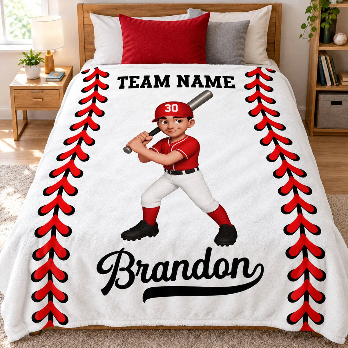 Personalized Baseball & Softball Blanket - Custom Player Name & Team Keepsake Gift for Kids