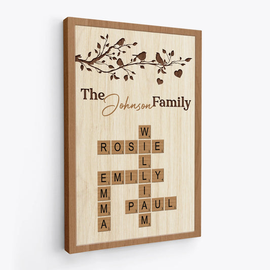 Family Crossword Art - Personalized Canvas with Names for Wall Decor