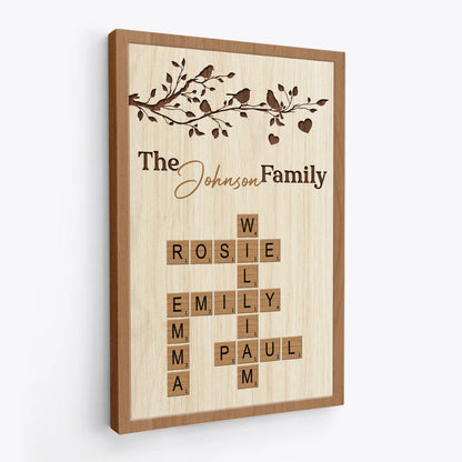 Family Crossword Art - Personalized Canvas with Names for Wall Decor