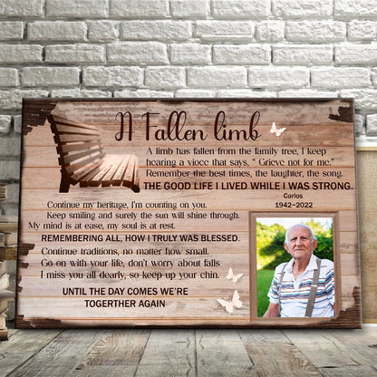 A Fallen Limb Poem Personalized Memorial Canvas / Poster - Custom Sympathy Wall Art for Family