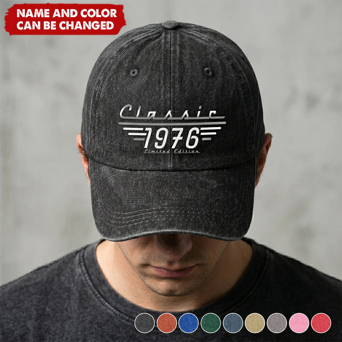 Personalized dad cap featuring Classic 1976 Limited Edition design - custom vintage gift for him on Father's Day
