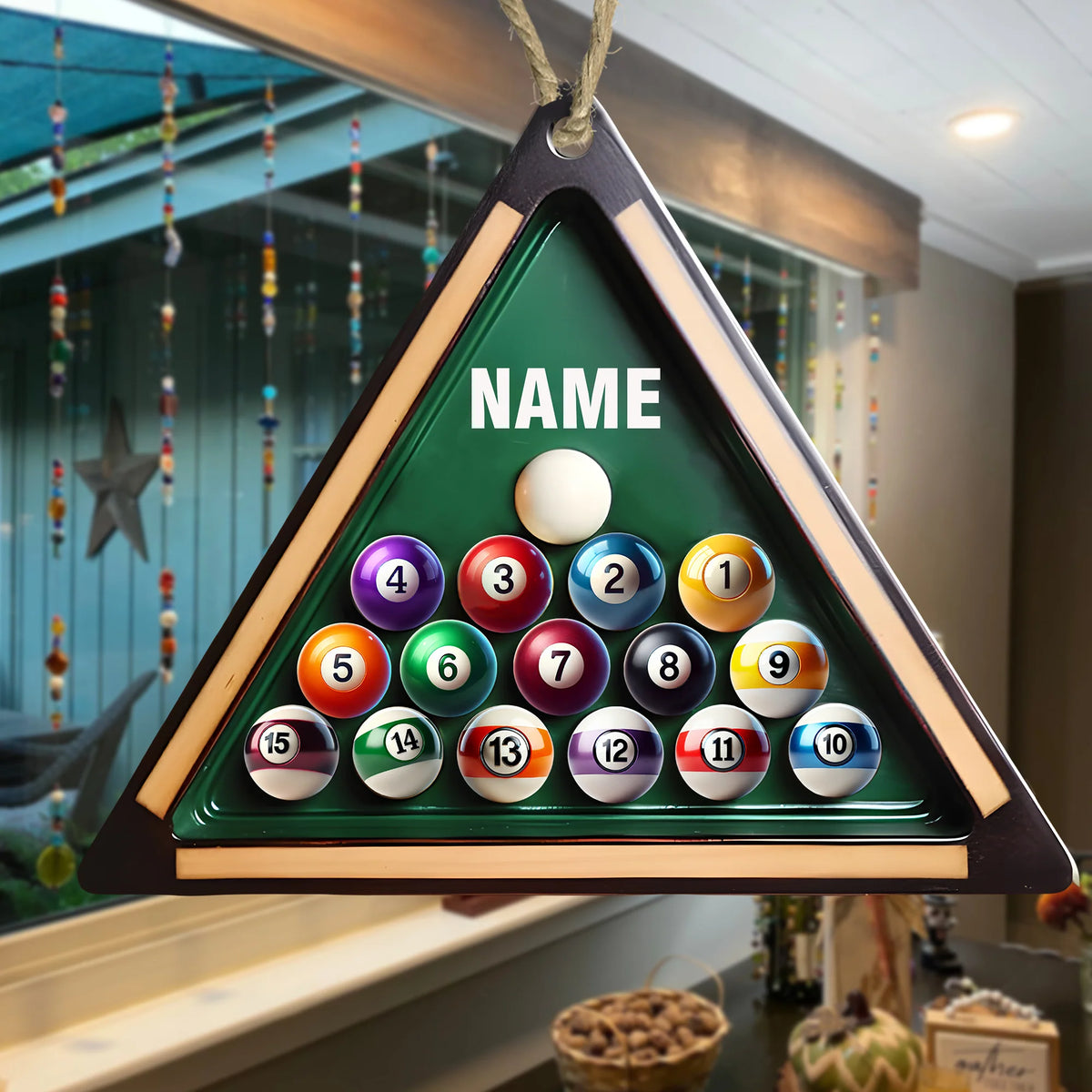 Personalized Billiards Christmas Acrylic Ornament - Custom Pool Table Name Keepsake Gift