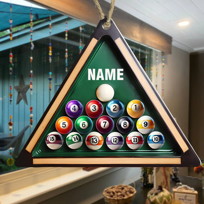Personalized Billiards Christmas Acrylic Ornament - Custom Pool Table Name Keepsake Gift