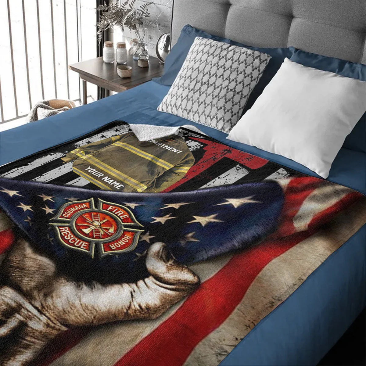 Firefighter Armor Courage Honor Personalized Blanket - Custom Name Keepsake Gift for Fireman