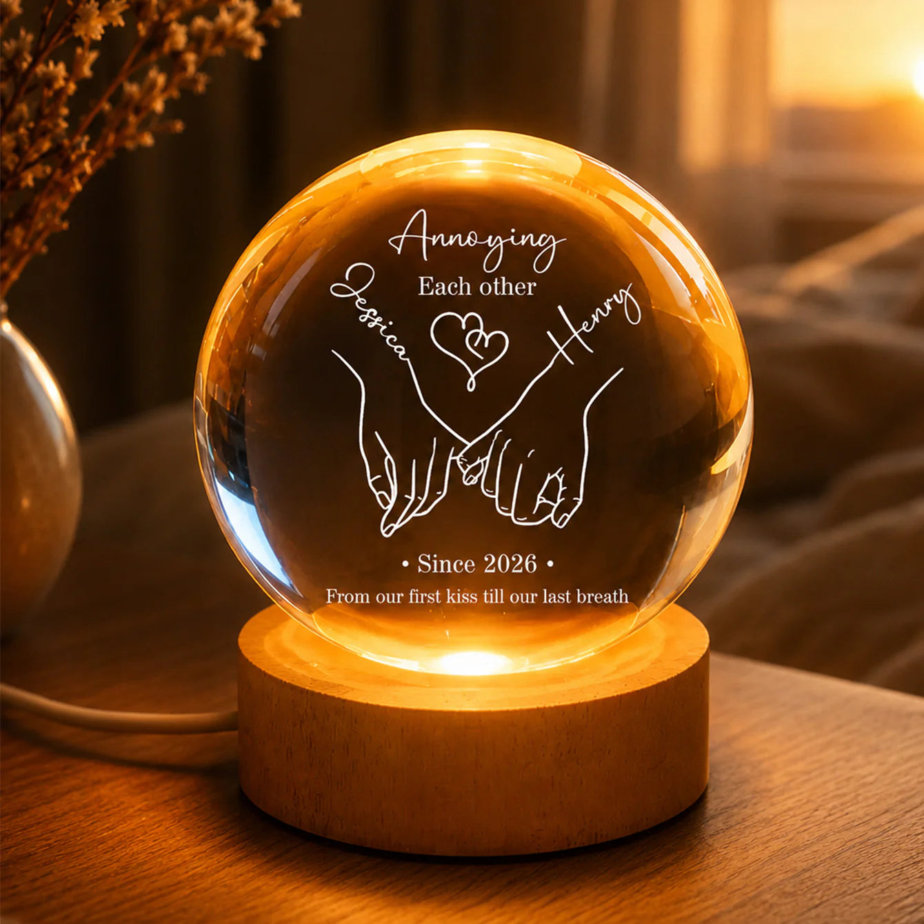 Custom Couples Crystal Ball for Couples with personalized design details for meaningful gifting image 9