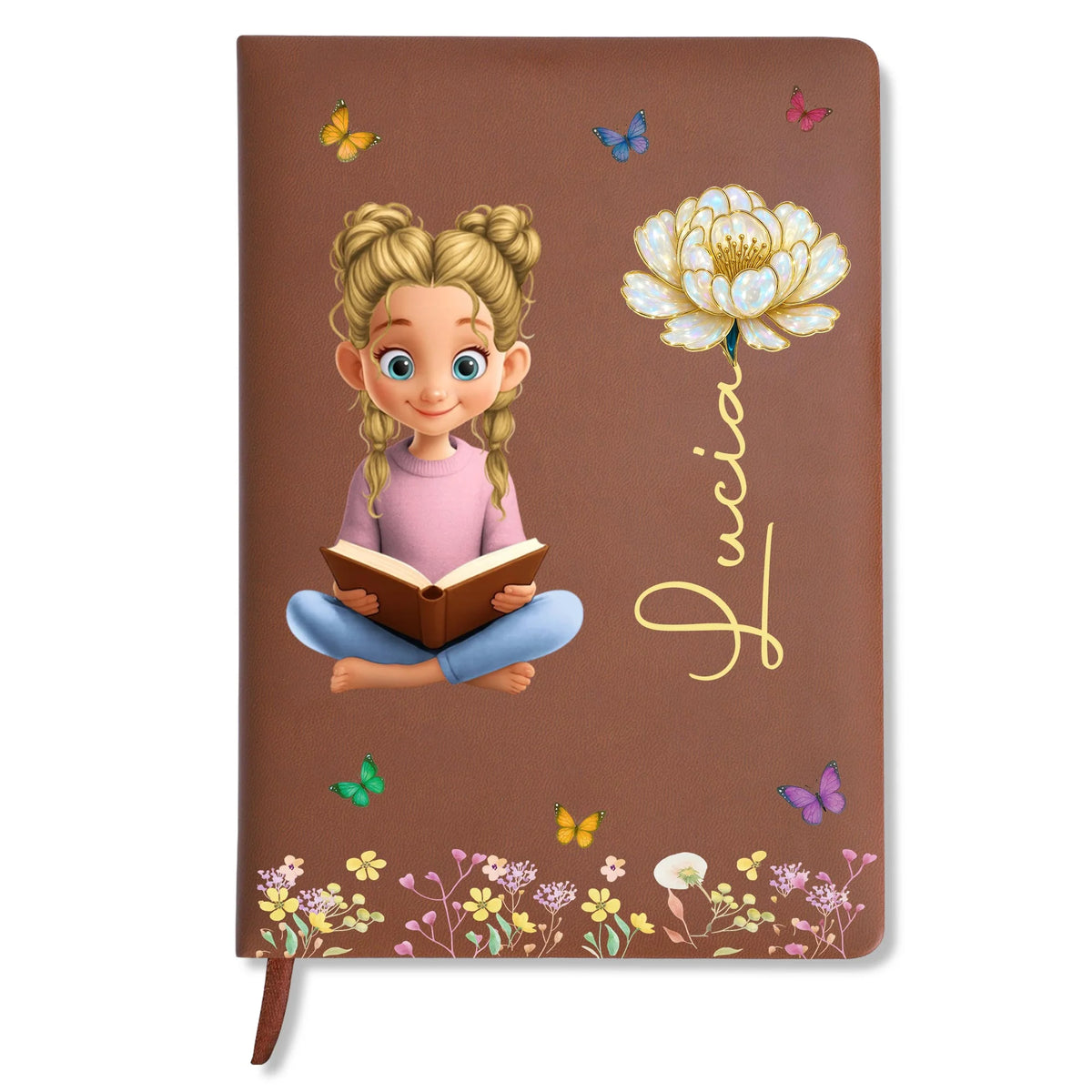 Reading Girl Surrounded By Flowers And Butterflies