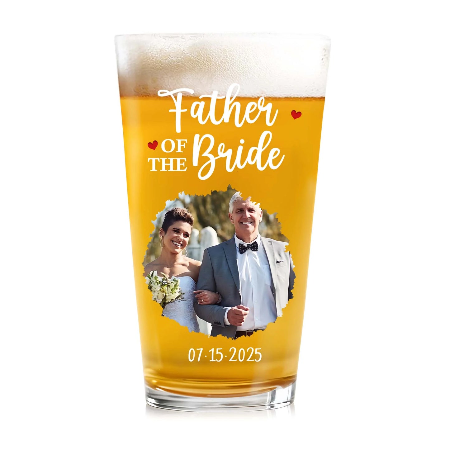 Personalized father of the bride beer glass with a custom wedding photo and message for dad image 9