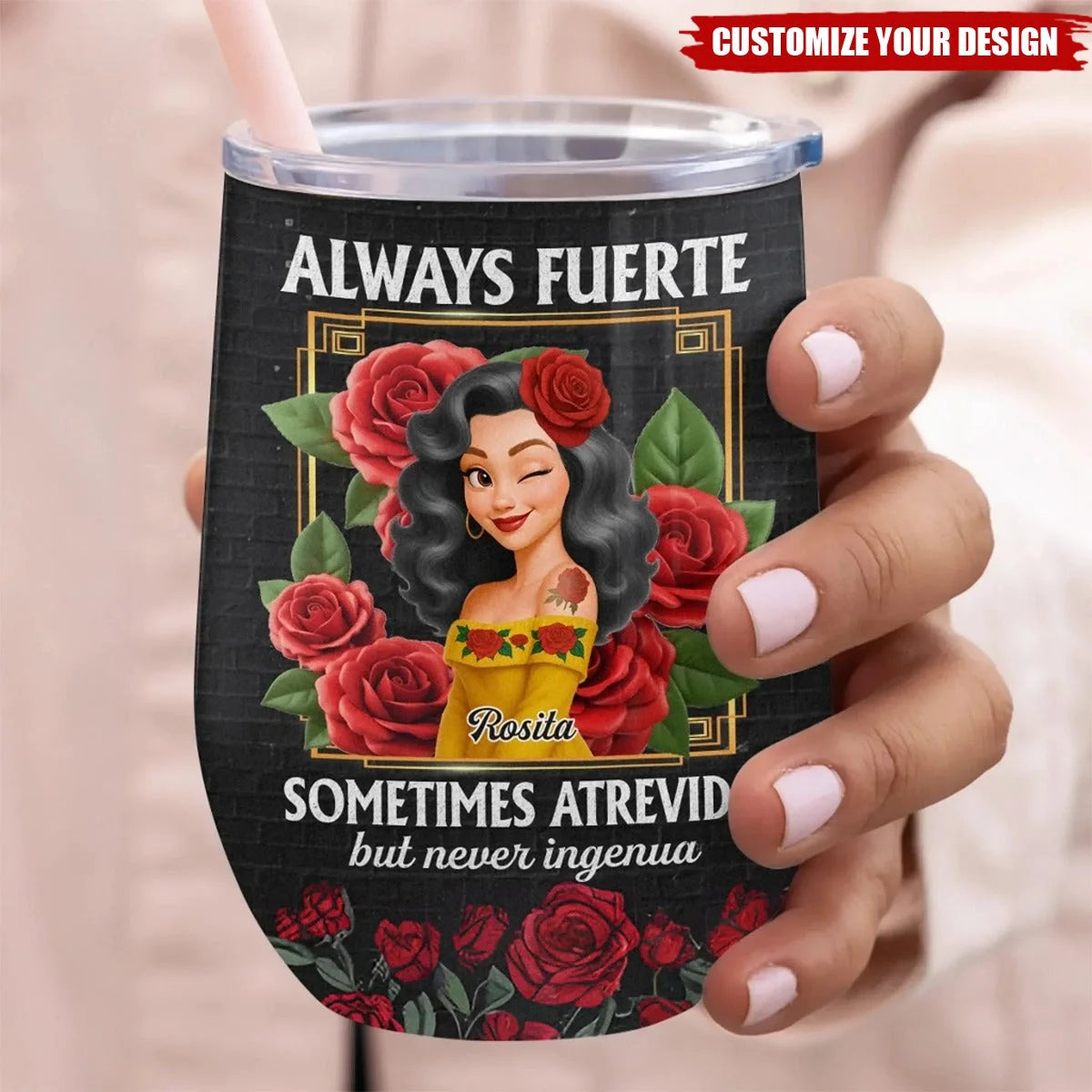 Chingona Como Mi Madre Personalized Wine Tumbler - Custom Hispanic Birthday Gift for Women