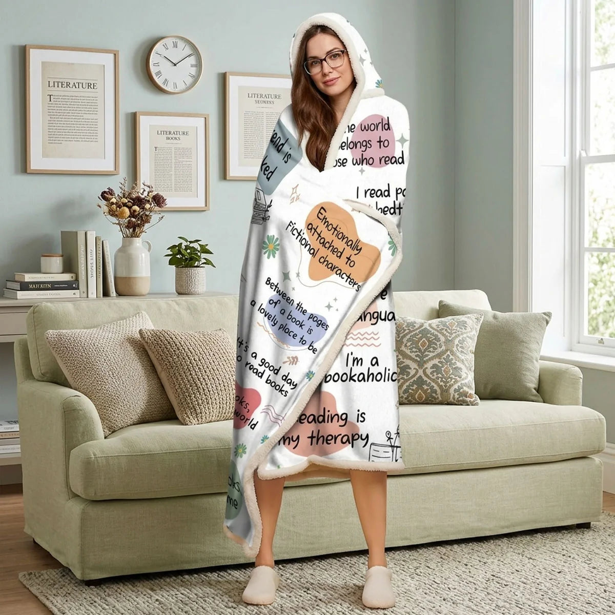 This Is My Reading Blanket Personalized Bookish Hoodie Blanket - Custom Gift for Book Lovers and Readers