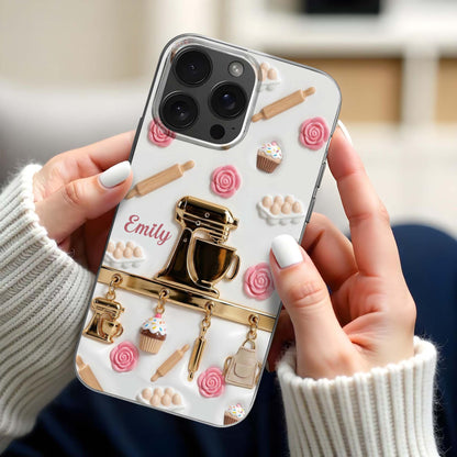 Baking Love With Kitchen Mixer And Cupcakes Design