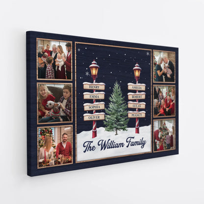 The Family Street Sign Personalized Photo Canvas / Poster - Custom Christmas Wall Art Gift