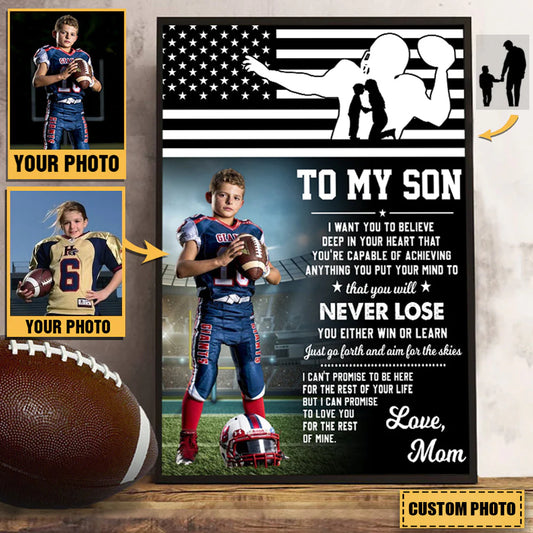 Custom Football Son Poster for Son/Grandson with personalized design details for meaningful gifting