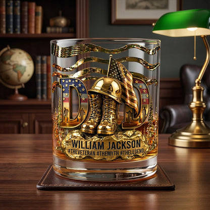 Mug material and size view - Personalized Veteran Dad Glass