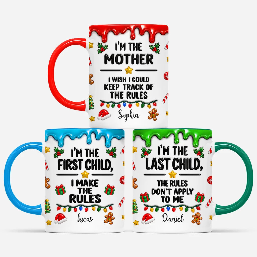 Funny Family Rules Personalized Ceramic Coffee Mug - Custom Holiday Christmas Gift for Mom Dad & Kids