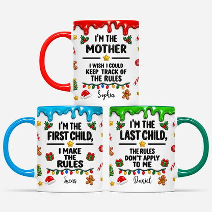 Funny Family Rules Personalized Ceramic Coffee Mug - Custom Holiday Christmas Gift for Mom Dad & Kids