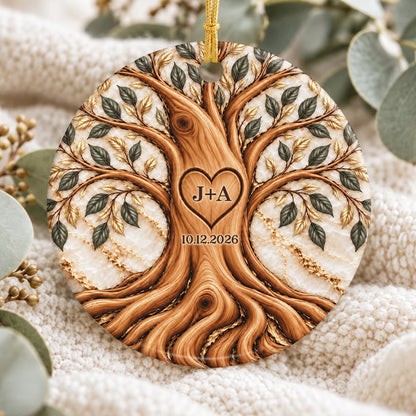 Tree of Life Personalized Couple Ceramic Ornament - Custom Christmas Anniversary Gift