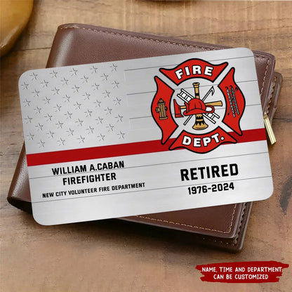 Custom Firefighter Thin Red Line Metal Wallet Card - Personalized Department Keepsake Gift for Him