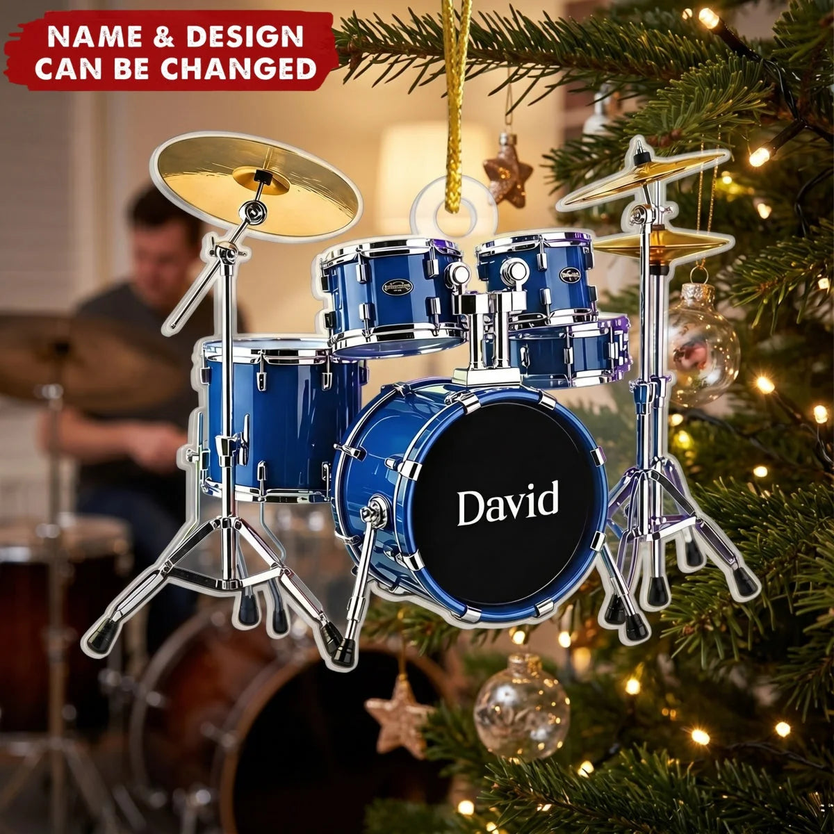 Born To Drum Personalized Acrylic Ornament - Custom Drummer Christmas Keepsake Gift