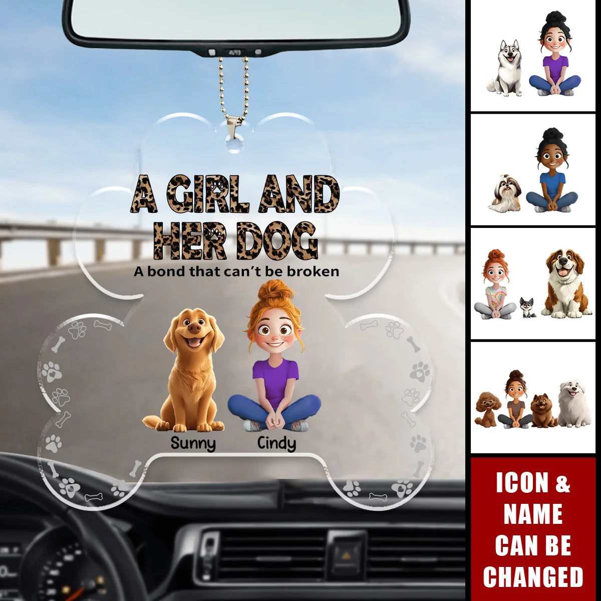A Girl & Her Dog Unbreakable Bond - Personalized Car Hanger Ornament for Dog Lovers