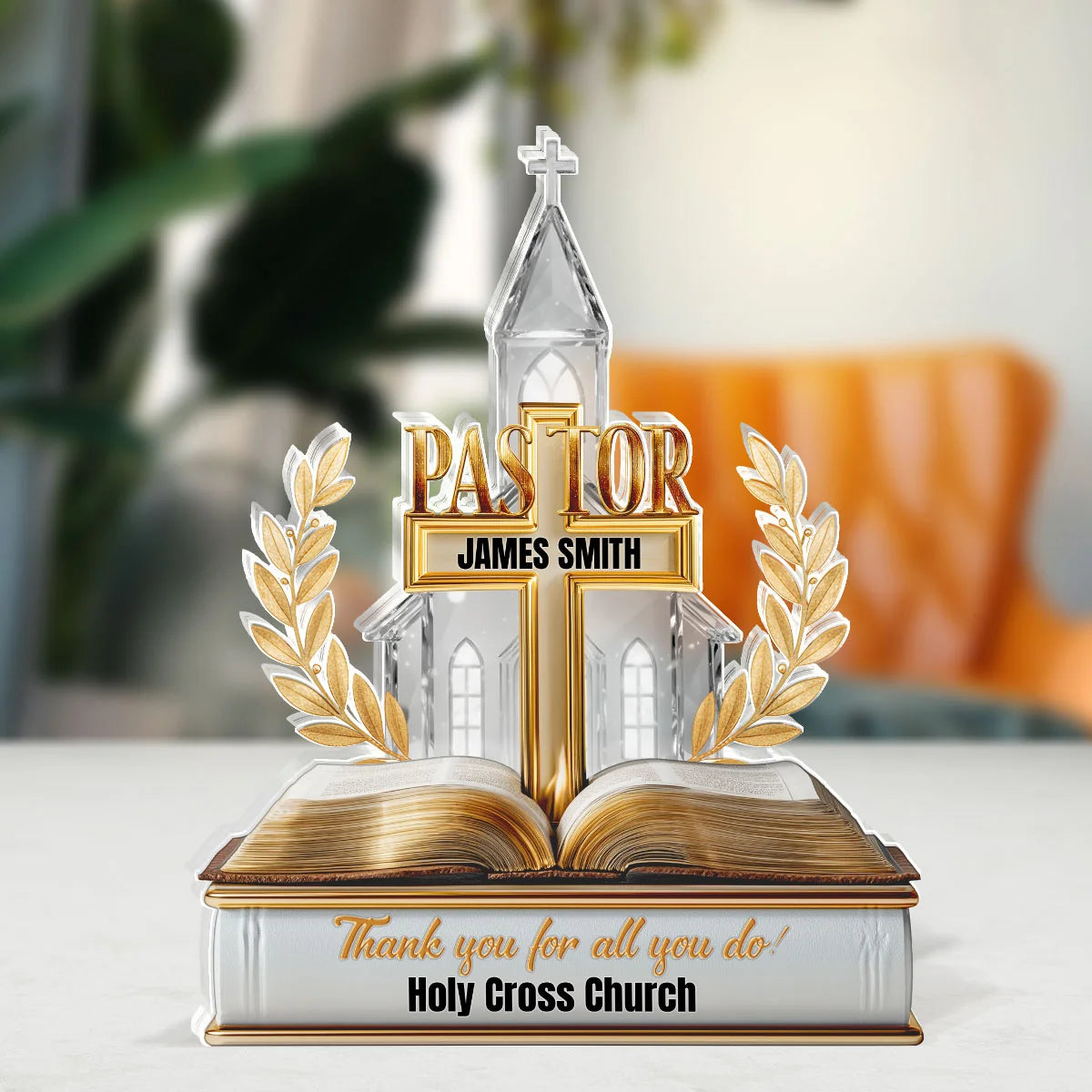 Pastor Appreciation Gift - Personalized Acrylic Plaque for Minister Church Keepsake