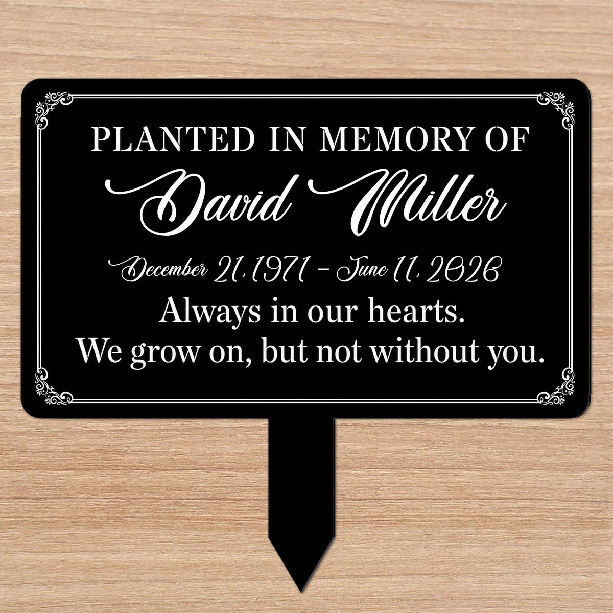 Planted In Memory Of Personalized Metal Garden Stake - Custom Memorial Tribute Yard Sign for Family