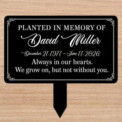 Planted In Memory Of Personalized Metal Garden Stake - Custom Memorial Tribute Yard Sign for Family