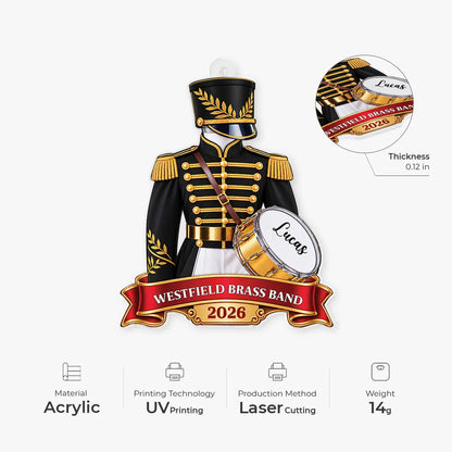 Personalized Marching Band Acrylic Ornament - Custom Drummer Uniform Keepsake for Kids & Band Members