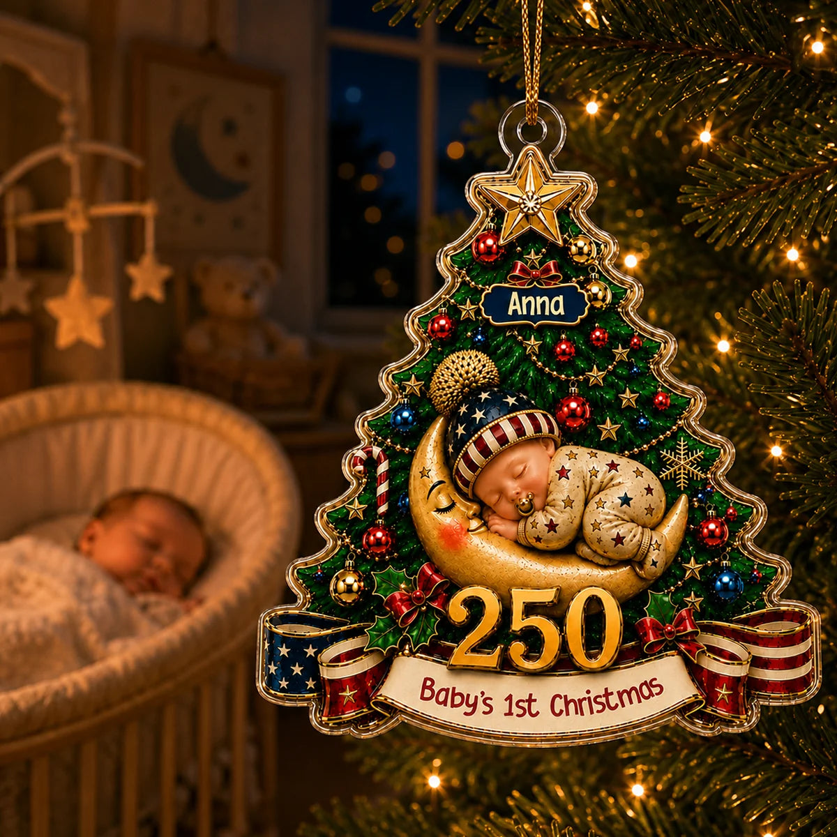 "Baby's 1st Christmas" Personalized Acrylic Tree Ornament - Custom Keepsake Gift for Newborn