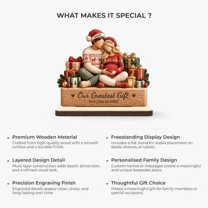 Our Greatest Gift Personalized Wooden Plaque - Christmas Keepsake for Expecting Couples