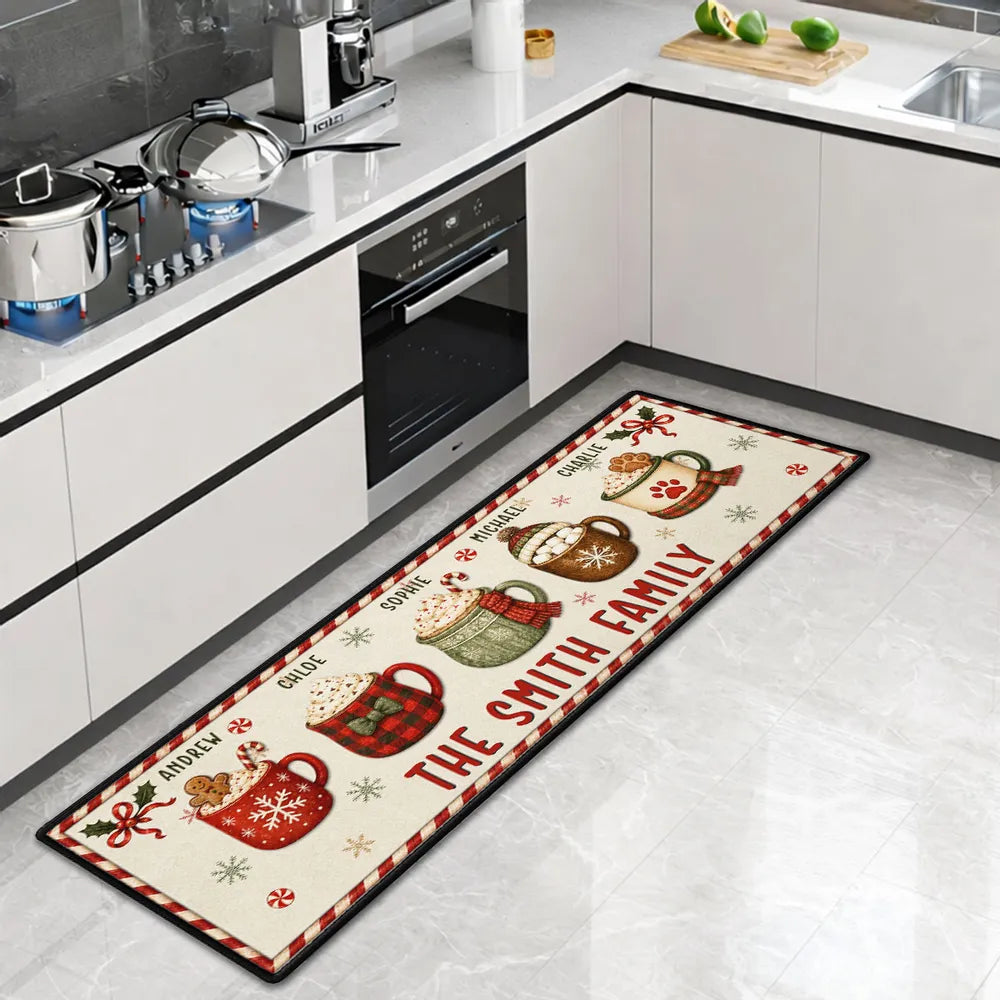 Christmas Together Personalized Runner Rug - Custom Family Name Mat for Holiday Home Decor