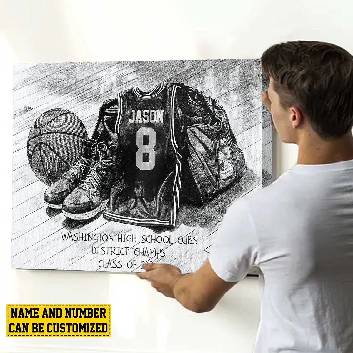 Custom Basketball Team Poster / Canvas - Personalized Senior Class Jersey Wall Art Gift for Players
