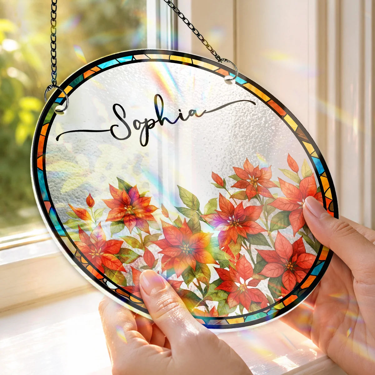 Birth Month Flower Personalized Suncatcher Ornament - Custom Gift for Her