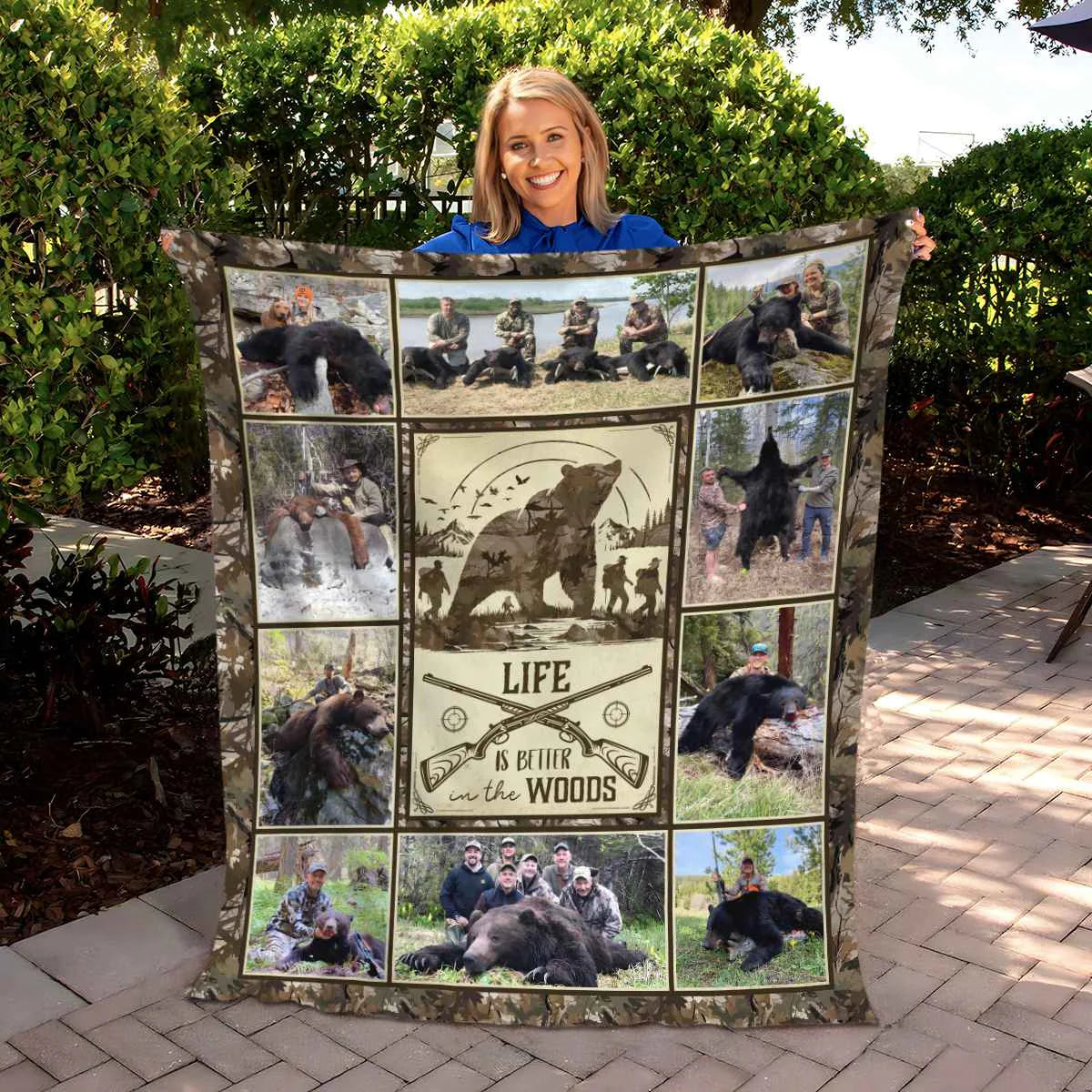 Blanket material and size view - Personalized Bear Hunting Blanket