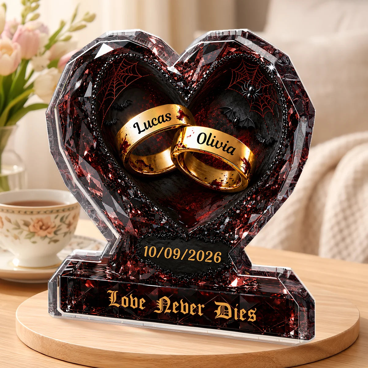 "Till Death Do Us Part" Personalized Halloween Acrylic Plaque - Custom Gift for Couples & Anniversary Keepsake