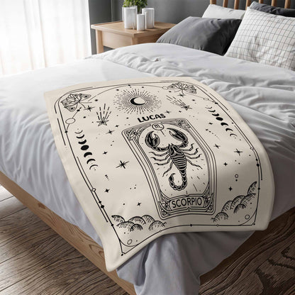 Zodiac Sign and Tarot Card Style Blanket For Scorpio