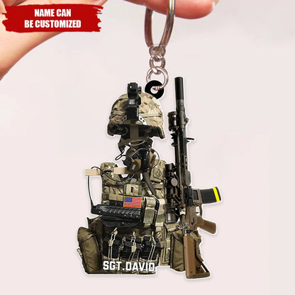 Custom Tactical Gear Acrylic Keychain - Personalized Military Veteran Gift