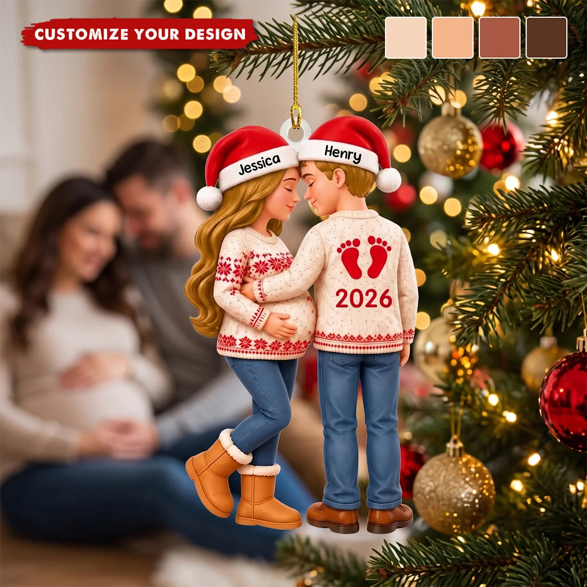 Expecting Parents’ First Christmas - Personalized Wooden Ornament