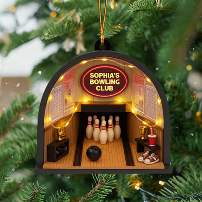 Custom Bowling Club Name Wooden Ornament - Personalized Holiday Keepsake for Bowlers