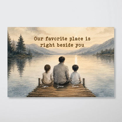 Peaceful Lakeside Dad And Kids Watercolor Style - Personalized Poster download_6_218b85d8-9f3e-4faa-b76a-e7432ee21f6b.png