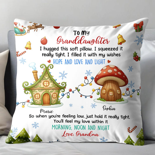 I Hugged This Soft Pillow With Christmas Lights and Gifts