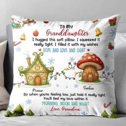 I Hugged This Soft Pillow With Christmas Lights and Gifts