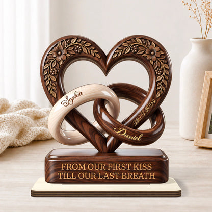 God Knew My Heart Needed You - Personalized Christian Interlocking Hearts Wooden Plaque Gift for Couples
