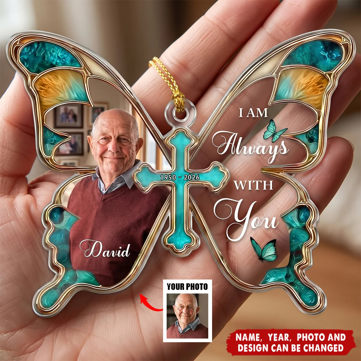 "I Am Always With You" Personalized Memorial Photo Acrylic Ornament - Custom Christmas Tree Keepsake for Family