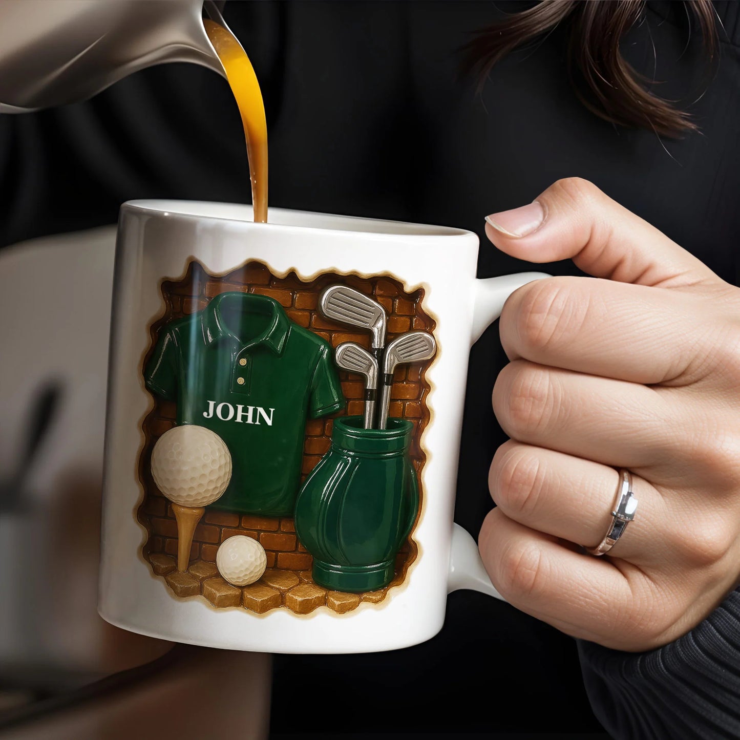 Mug material and size view - Personalized Golf Coffee Mug