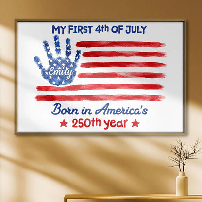 Personalized Baby First 4Th Of July Canvas Print for New Mom / Expecting Mom