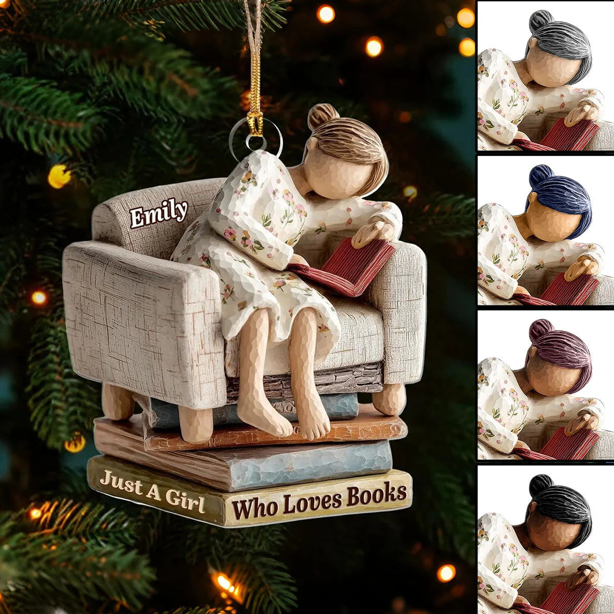 Just A Girl Who Loves Books Acrylic Ornament - Personalized Book Lover Gift for Bookworm